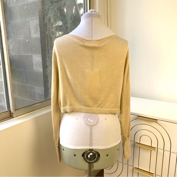 MOUSSY VINTAGE Champagne V-Neck Cropped Cardigan, Made in Japan, Size M, NWT - Picture 6 of 6
